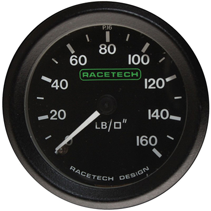 Racetech Mechanical Oil Pressure Gauge 0-160 PSI 1/8 BSP Flat Concave Pressure Fitting - Illuminated